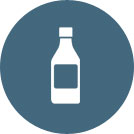 a liquid bottle image in a blue circle