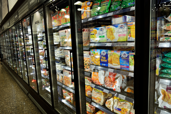 food products stored in a freezer